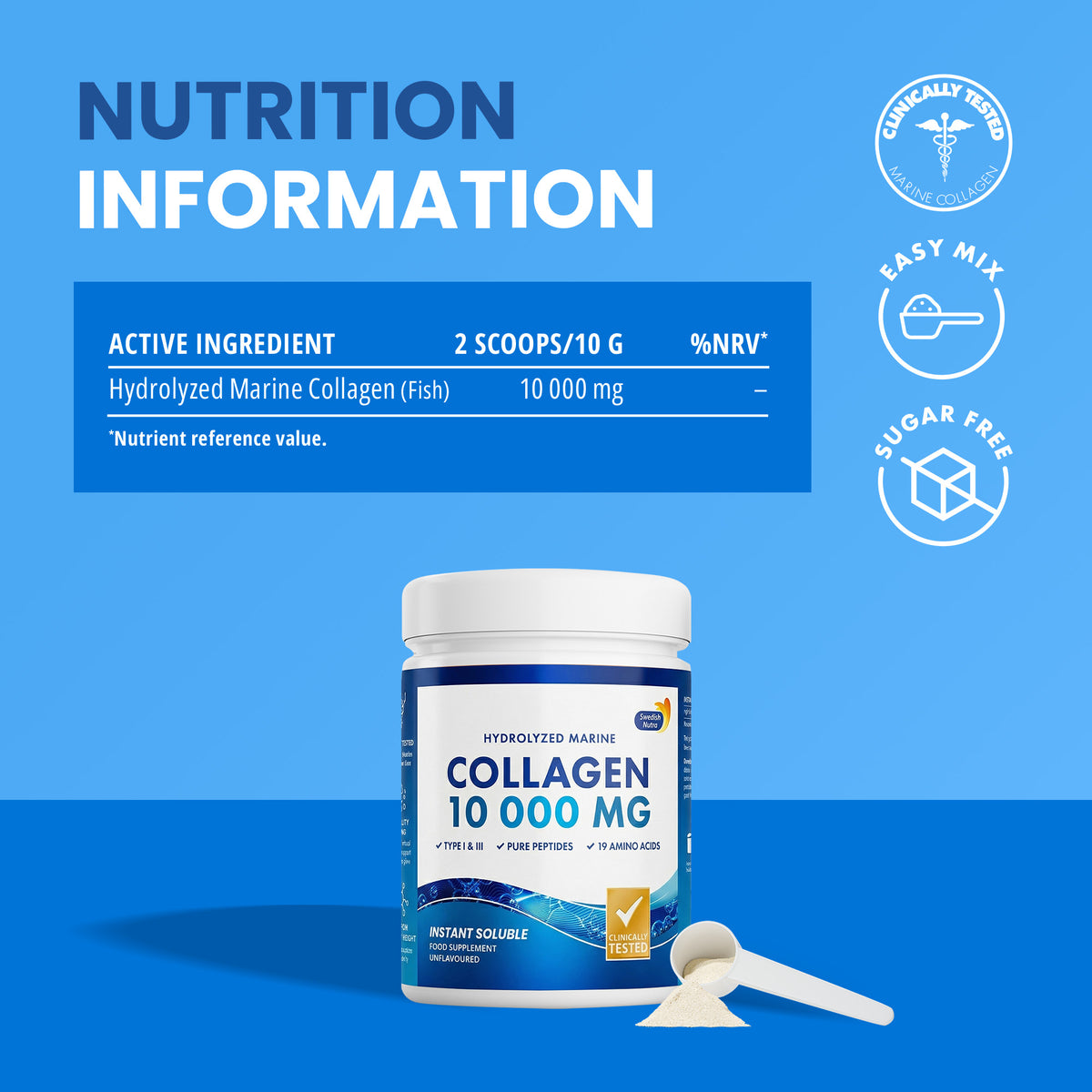Swedish Nutra marine collageen poeder 300 g - afbeelding 5